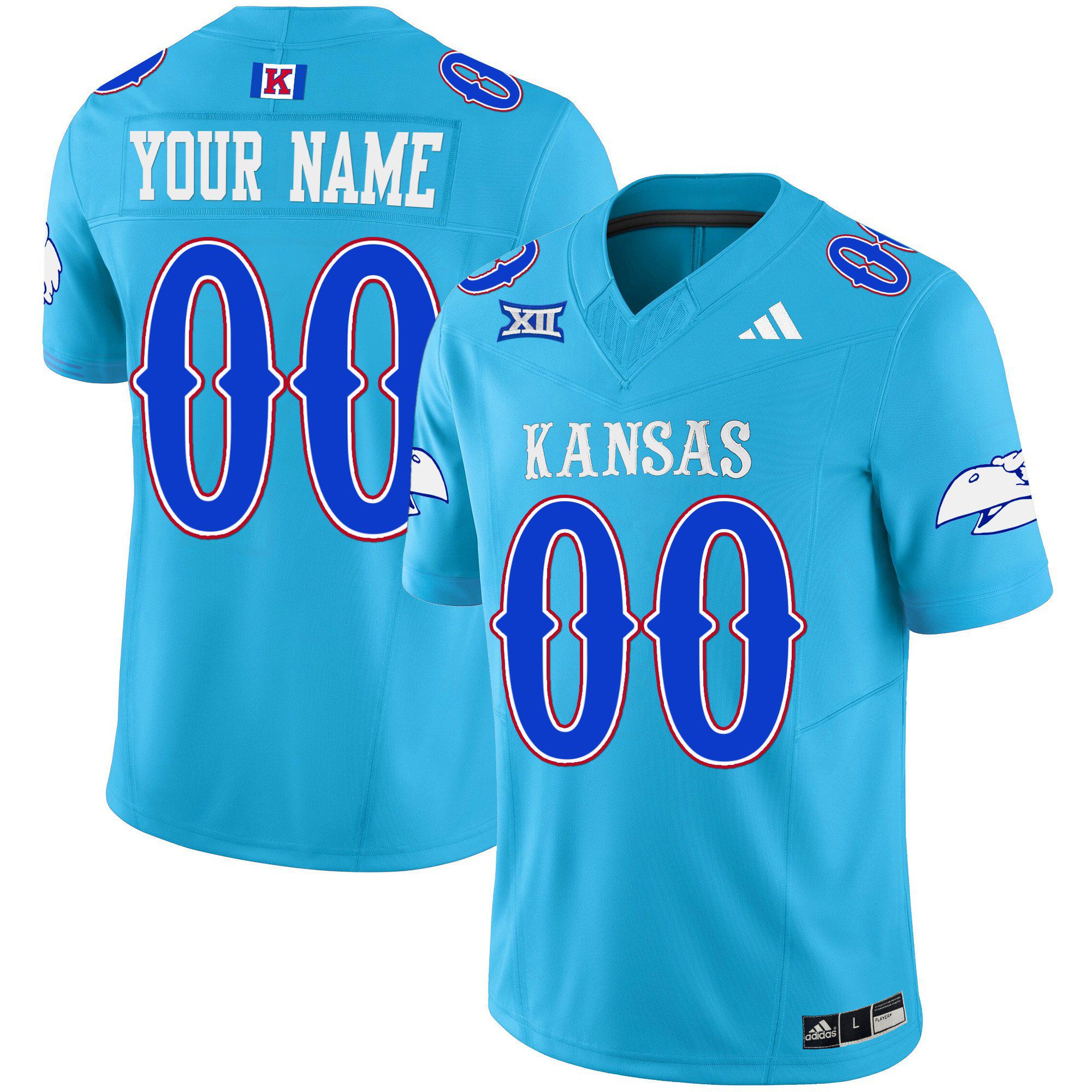 Men Kansas Jayhawks Light Blue 2024 Blackhawk Vapor Limited Custom NCAA Jersey->customized nfl jersey->Custom Jersey